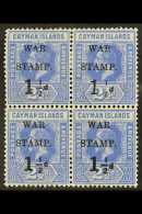 1917 WAR STAMP 1½d On 2½d Deep Blue, Mintg Block Of 4, Top Right Stamp Showing The Variety "no... - Cayman (Isole)