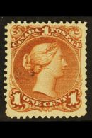 1868-71 1c Red Brown "Large Queen", SG 55 (Unitrade 22), Very Fine Mint With Almost Imperceptible Hinge Mark,... - Otros & Sin Clasificación