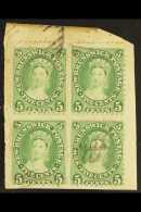 1860-63 5c Sap- Green (deep Yellow- Green), SG 16, Fine Used BLOCK OF FOUR On Piece With Part Of Back Flap / Cds.... - Sonstige & Ohne Zuordnung