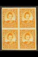 1860-63 17c Prince Of Wales IMPERF PROOF BLOCK OF FOUR In Orange (issued In Black) On India Paper. Spectacular... - Otros & Sin Clasificación