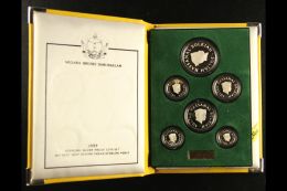 1989 STERLING SILVER PROOF COIN SET. Set Of Six Different Silver Proof Coins With Values Between 1c And $1 In A... - Brunei (...-1984)