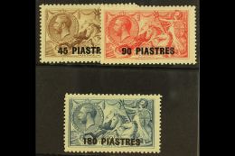 1921 45pi On 2s 6d, 90pi On 5s Rose Carmine And 180pi On 10s Dull Grey Blue, SG 48/50, Very Fine Mint. (3 Stamps)... - British Levant