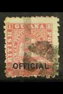 1878 PROVISIONAL (2c) On 8c Rose, SG 146, Official Stamp With Bar Overprint, Usual Rough Perfs. Scarce Used Stamp... - British Guiana (...-1966)