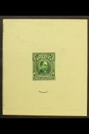 1928 IMPERF DIE PROOF For The 10c President Siles Issue (Scott 190, SG 222) Printed In Green On Ungummed Thin... - Bolivia