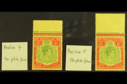 1938-53 5s Yellow-green & Red On Pale Yellow Perf 13 Ordinary Paper, SG 118f, Fine Never Hinged Mint Two... - Bermudas