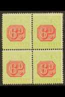 POSTAGE DUES 1922 6d Carmine And Yellow Green, SG D97, Fine Mint Block Of 4. For More Images, Please Visit... - Altri & Non Classificati