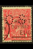OFFICIALS 1914-21 1d Carmine-red Die II Perforated "OS" SUBSTITUTED CLICHE Variety, As SG O39h, Fine Used, Fresh... - Otros & Sin Clasificación