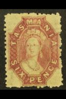 TASMANIA 1865-71 6d Reddish Mauve Perf 12, SG 76, Very Fine Lightly Hinged Mint, Rough Perfs As Often Seen. For... - Otros & Sin Clasificación