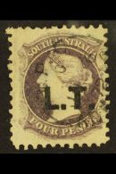 SOUTH AUSTRALIA DEPARTMENTALS "L..T." (Land Titles) 1871 4d Dull Purple, Perf 10, SG 95, Ovptd "L.T.", Very Fine... - Andere & Zonder Classificatie