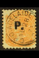 SOUTH AUSTRALIA DEPARTMENTALS "P." (Police)  1870 2d Orange Red, Perf 10, SG 160, Ovptd "S.M.", Very Fine Used.... - Altri & Non Classificati