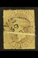 SOUTH AUSTRALIA 1860-9 9d Grey-lilac, Roulette, Opened Pre-printing Paper Crease VARIETY Across Entire Design, SG... - Other & Unclassified