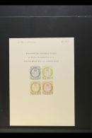 1910 DOUCHET ESSAY. 'Crown & Coat Of Arms' Design Imperf Mini-sheet Containing 2c, 20c, 40c & 75c Values,... - Andere & Zonder Classificatie