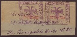 1914 KORCE (KORITZA) MILITARY POST Part Cover Bearing Directly Handstamped 25pa Violet (SG 38c) Pair, Tied By... - Albania