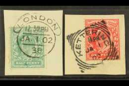 1902 ½d & 1d Each Tied To Piece By Neat FIRST DAY Cancel. For More Images, Please Visit... - Andere & Zonder Classificatie