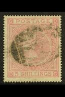 1867 5s Pale Rose Pl 2, Wmk MC, SG 127, Fine Used. Cat £1500. For More Images, Please Visit... - Other & Unclassified