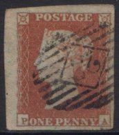1841 1d Red-brown 'PA', SG 8, Vfu, Four Large To Huge Margins For More Images, Please Visit... - Andere & Zonder Classificatie