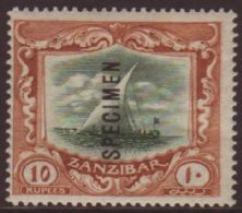 1914 10r Green & Brown "SPECIMEN" SG 275s, Vf Mint. For More Images, Please Visit... - Zanzibar (...-1963)