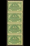 WAR SAVINGS 1917 25c Deep Green, Scott WS1, Mint/nhm STRIP Of 4 For More Images, Please Visit... - Other & Unclassified