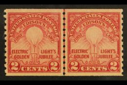 1929 2c Edison Imperf X Perf 10, Sc 656, Joint Line Pair VFM. For More Images, Please Visit... - Other & Unclassified
