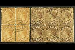 1887-89 6d (SG 59) BLOCK Of 4 & 1s (SG 60) BLOCK Of 6, Vfu (10) For More Images, Please Visit... - Turks E Caicos