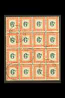 POSTAGE DUE 1950-58 6d Green&bright Orange,SG D43,vfu BLOCK Of 16 For More Images, Please Visit... - Non Classificati