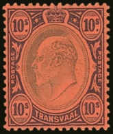 TRANSVAAL 1904-09 (Mult CA) 10s Black & Purple/red, SG 271, VFM. For More Images, Please Visit... - Unclassified