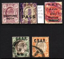 TRANSVAAL 1900's Revenue Opts & Two "CSAR" Opts, Chiefly Used (5) For More Images, Please Visit... - Unclassified