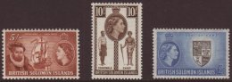 1956-58 5s, 10s And £1 Definitive Top Values, SG 94/96, NHM (3) For More Images, Please Visit... - Islas Salomón (...-1978)