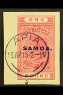 1914-24 £1 Postal Fiscal, Perf 14, SG 126, VFU Tied To A Piece For More Images, Please Visit... - Samoa