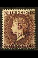 1892 5d On 4d Chocolate, SG 59, Very Fine Cds Used. For More Images, Please Visit... - St.Vincent (...-1979)