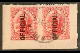 OFFICIAL 1907-11 1d Carmine, Pair Ex Booklet SG O60, VFU For More Images, Please Visit... - Sonstige & Ohne Zuordnung