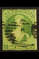 1864 1s Green, Wmk "NZ", SG 100, Used, 3 Margins (into At Top). For More Images, Please Visit... - Andere & Zonder Classificatie