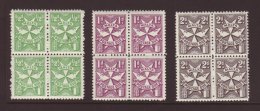 POST DUE 1967 ½d To 2d, Line Perf 12, SG D28/30, NHM Blks Of 4 For More Images, Please Visit... - Malta (...-1964)