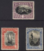 1926-27 2s, 2s6d, And 3s, SG 168/170, VFM (3) For More Images, Please Visit... - Malta (...-1964)