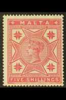 1886 5s Rose Wmk Crown CC SG 30, Fine Mint But Minor Faults For More Images, Please Visit... - Malta (...-1964)