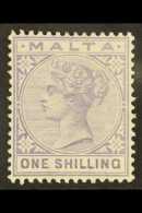 1885-90 1s Pale Violet, SG 29, VFM. For More Images, Please Visit... - Malta (...-1964)