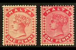 1885-90 1d Both Colours, SG 21/22, VFM. (2) For More Images, Please Visit... - Malta (...-1964)