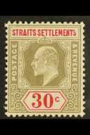 1904-10 30c Grey & Carmine, Wmk MCA SG 134 VFM For More Images, Please Visit... - Straits Settlements