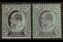 1904-10 (Mult CA) 8c Purple/blue Both Papers, SG 131/31a, VFM (2) For More Images, Please Visit... - Straits Settlements