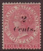 1883 2c On 4c Rose Surcharge, SG 61, Fine Mint, Fresh For More Images, Please Visit... - Straits Settlements