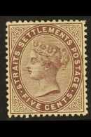 1882 5c Purple-brown Wmk Crown CC SG 48 Mint For More Images, Please Visit... - Straits Settlements