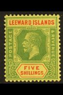 1921-32 5s Green & Red On Pale Yellow, SG 78, Vfm, Fresh For More Images, Please Visit... - Leeward  Islands