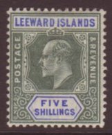 1902 KEVII 5s Green & Blue, SG 28, VFM For More Images, Please Visit... - Leeward  Islands