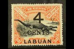 1899 4c On 12c Black Vermilion, SG 105, Vf Mint. For More Images, Please Visit... - North Borneo (...-1963)