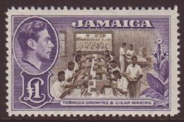 1938-52 KGVI Defin £1 Chocolate & Violet, SG 133a, VFM. For More Images, Please Visit... - Jamaica (...-1961)