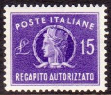 RECAPITO AUTORIZZATO 1949-52 15L Violet, Sass 10, NHM For More Images, Please Visit... - Zonder Classificatie