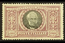 1923 5Lire Manzoni, Sass 156, VfM Well Centered. Cat €1000 (£760) For More Images, Please Visit... - Sin Clasificación