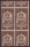 1921 40c Brown "Dante", Sass 118, Misperfed Block Of 4, Vfm (4) For More Images, Please Visit... - Ohne Zuordnung