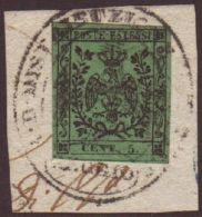 MODENA 1852 5c Green,Sass 7,SG 9,vfu On Piece 'Eagle In Oval' Pmk For More Images, Please Visit... - Ohne Zuordnung