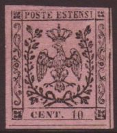 MODENA 1852 10c Rose, Sass 3, 4 Good Margins, VF Unused (no Gum). For More Images, Please Visit... - Zonder Classificatie